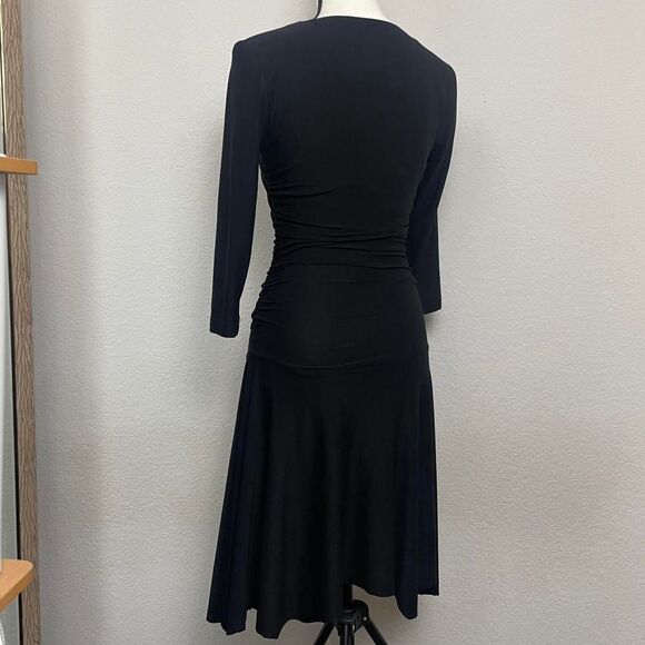 Vintage B. Darlin Black Low Waist Ruched Fairy Dress Size 3/4 Made In USA - Picture 2 of 6